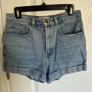 American Apparel High Waisted Denim Shorts • Size 29 • Medium Wash, Cuffed Hem